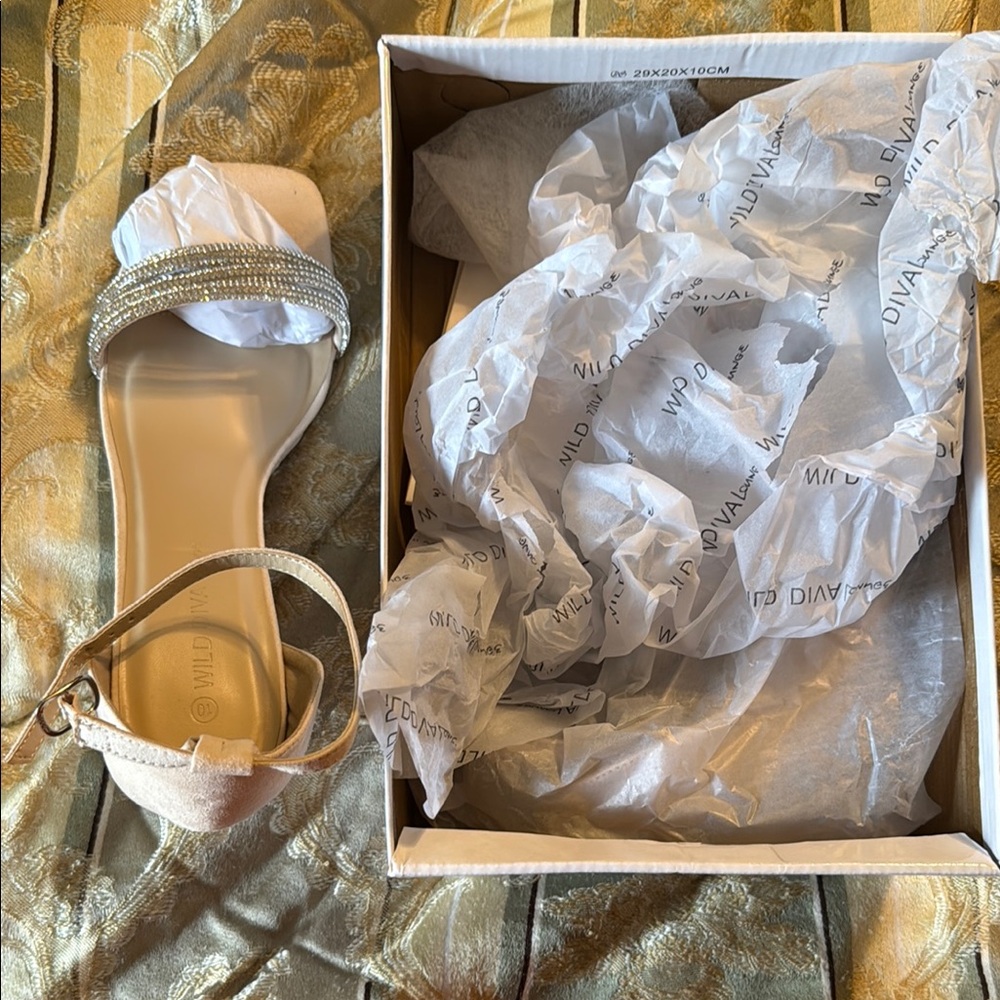 Fashion Nova Cream Ankle Strap Heels